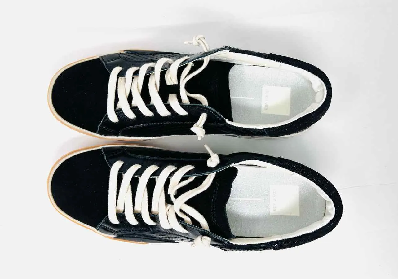 Dolce Vita Taille 10 Noir/Argent Cuir Reptile NEUF Chaussures Sneakers