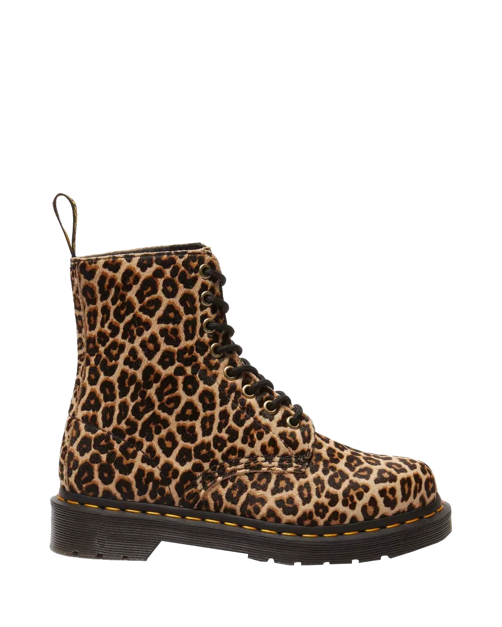 Dr Martens Chaussures 1460 Lisse Mini Tache de Léopard avec Poils Pascal Bottes en Beige Clair & Noir