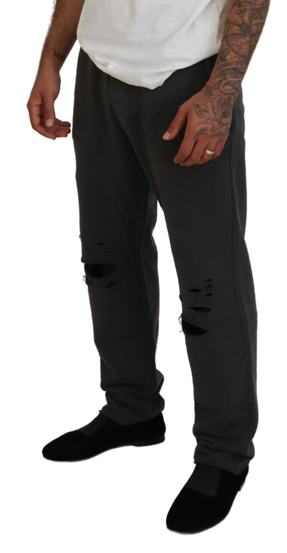 Dsqua2 Pantalon décontracté en coton pour hommes à effet usé