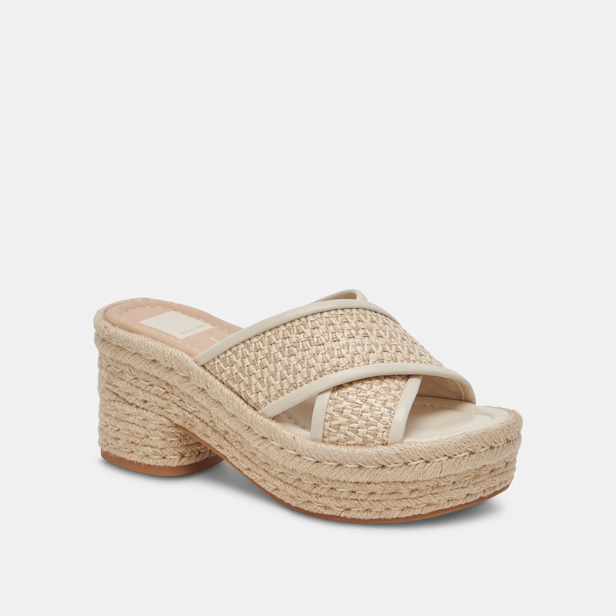 ELDORA TALONS NATUREL RAFFIA BLANC