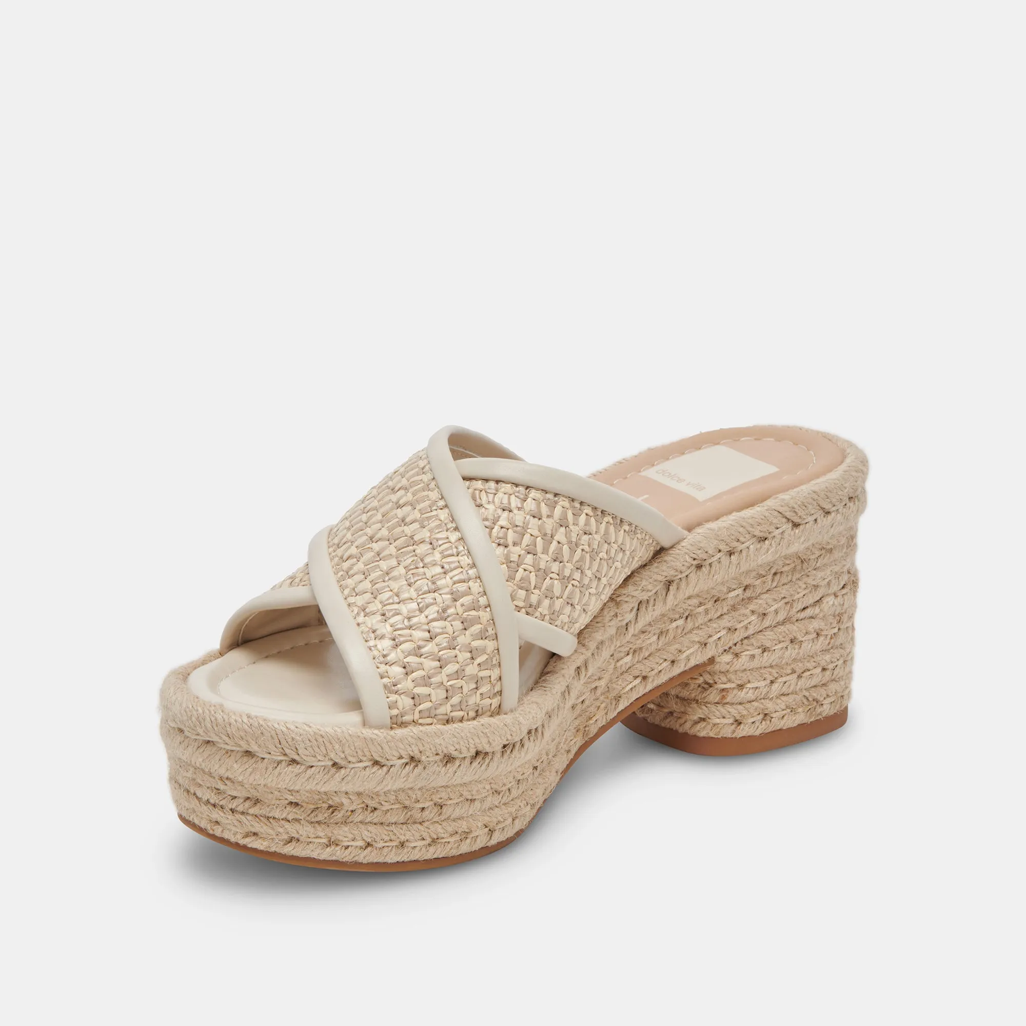 ELDORA TALONS NATUREL RAFFIA BLANC