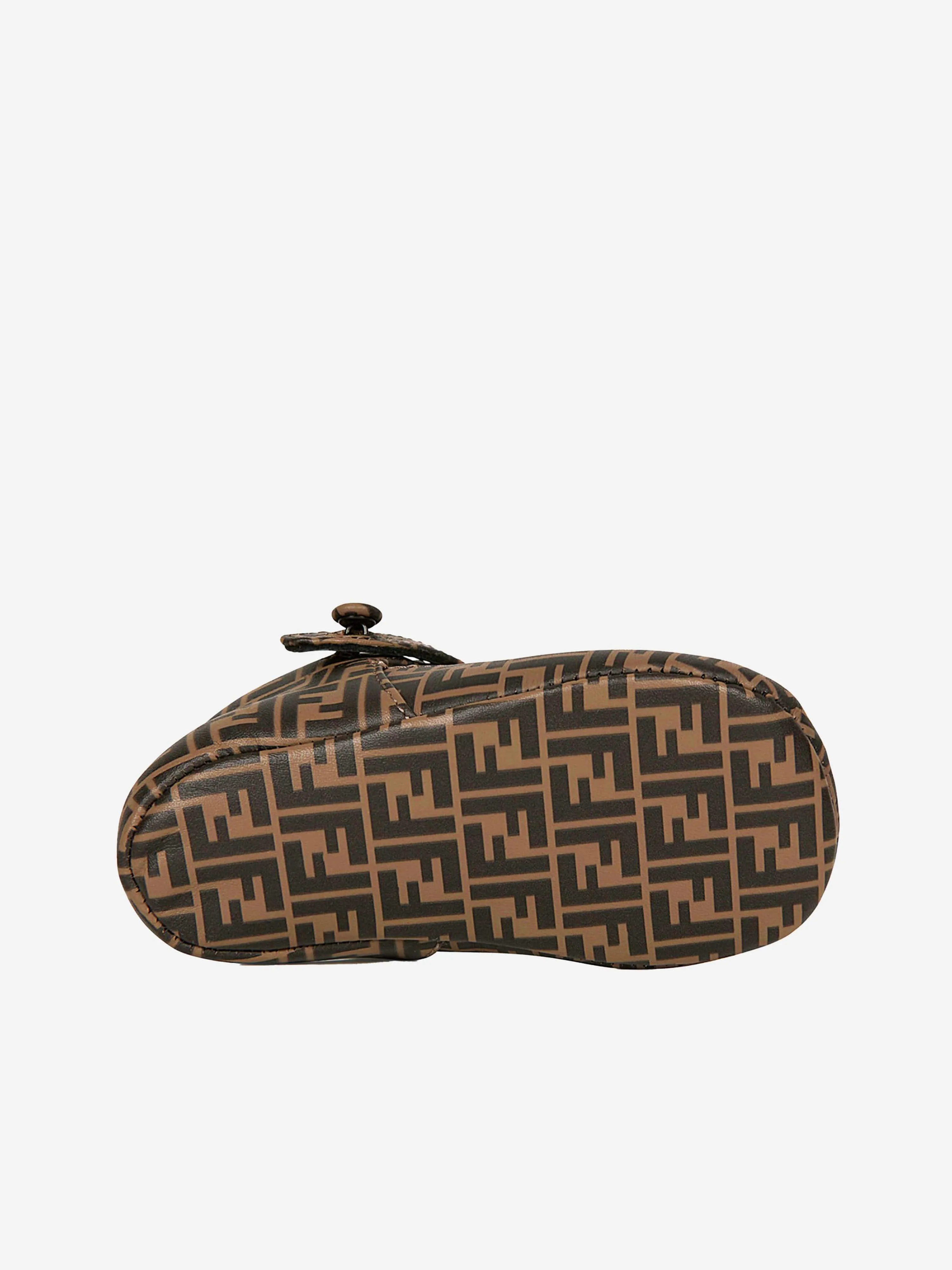 Sandales Fendi Baby en cuir avec logo FF en marron