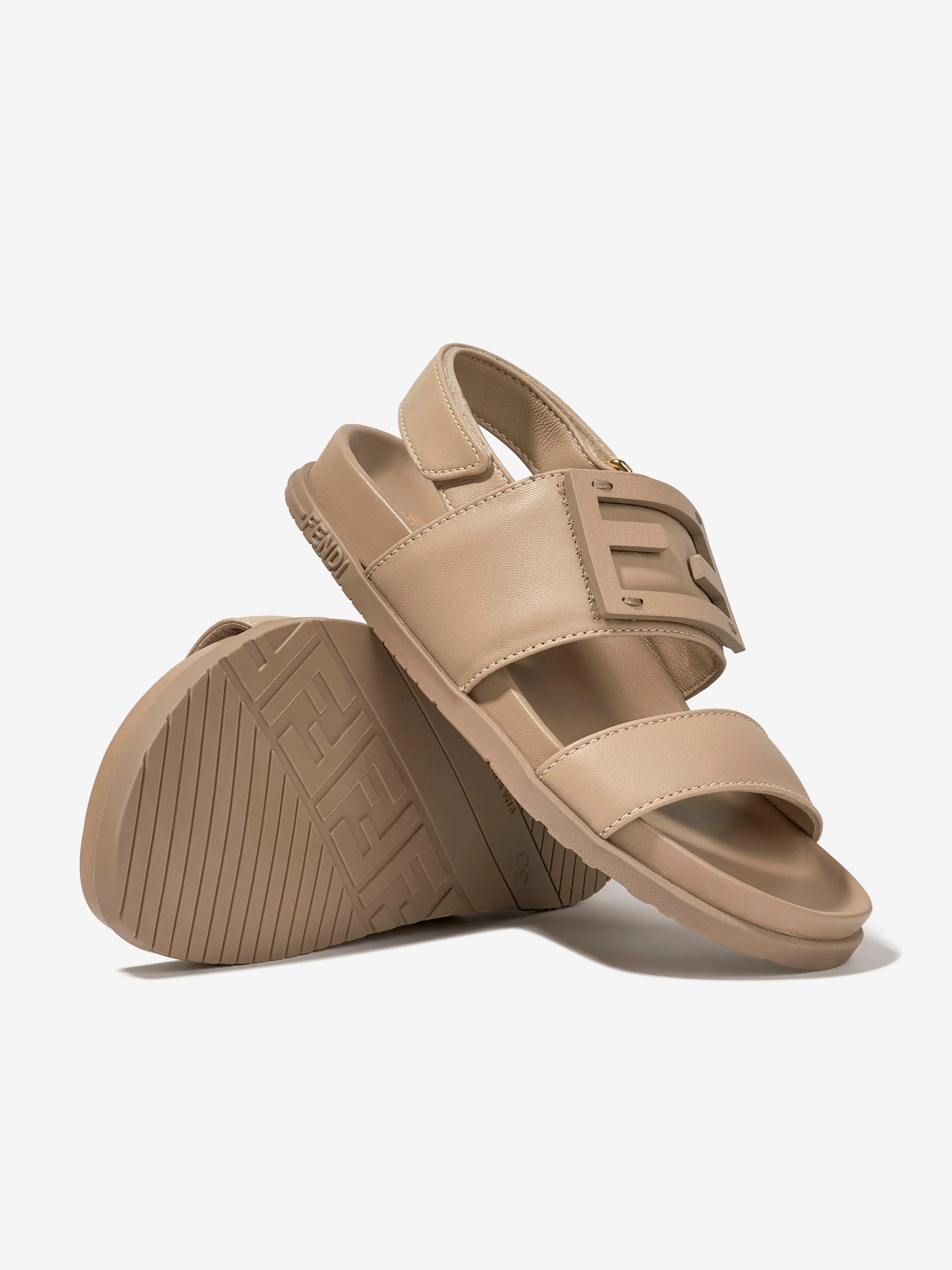 Sandales Fendi Kids à logo FF en beige