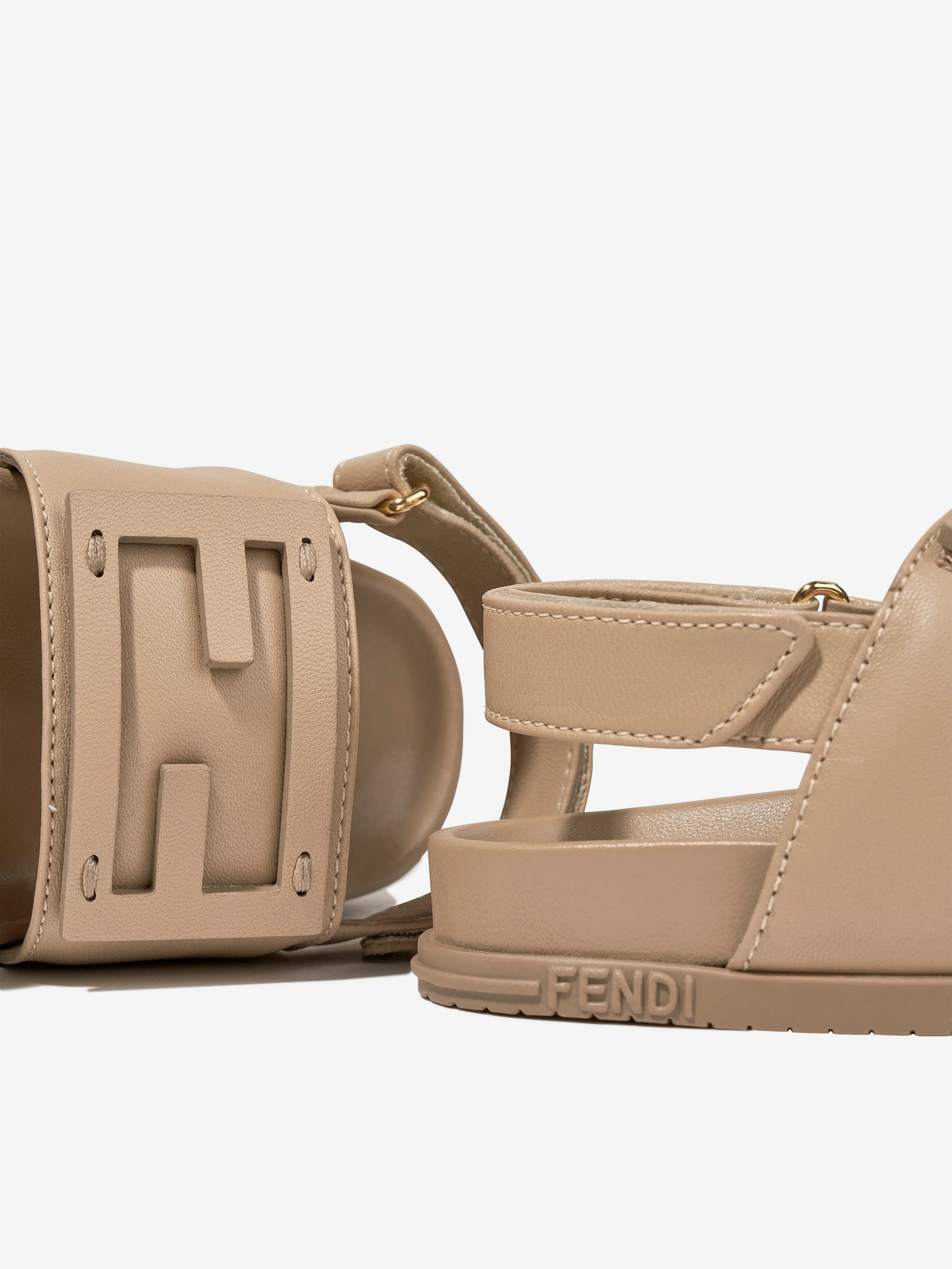 Sandales Fendi Kids à logo FF en beige