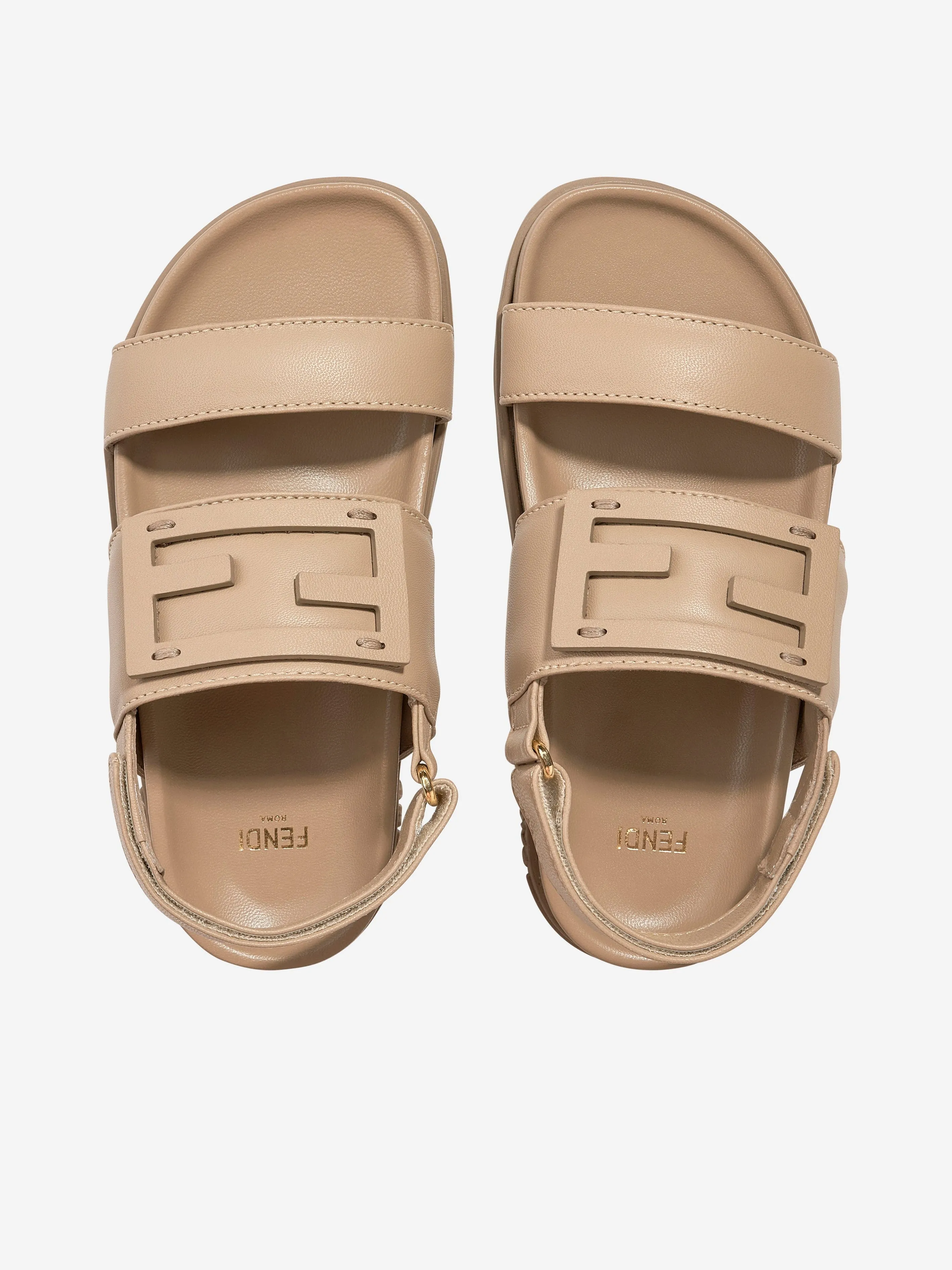 Sandales Fendi Kids à logo FF en beige