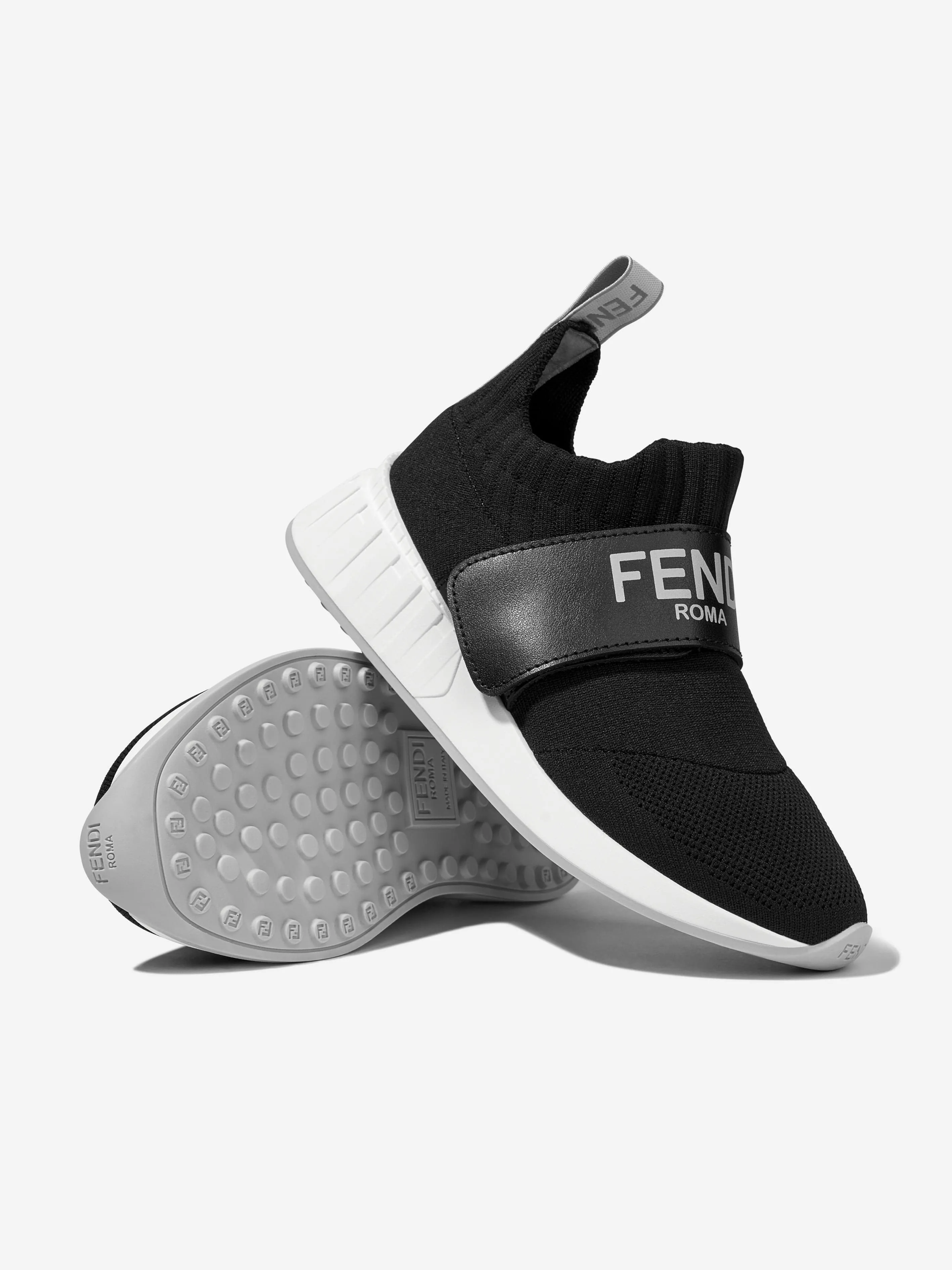 Fendi Kids Logo Slip On Trainers en Noir