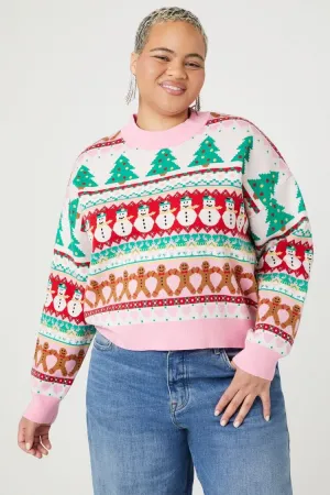 Forever 21 Pull en Laine Plus Femme Noël Fair Isle Rouge/Multicolore Forever 21