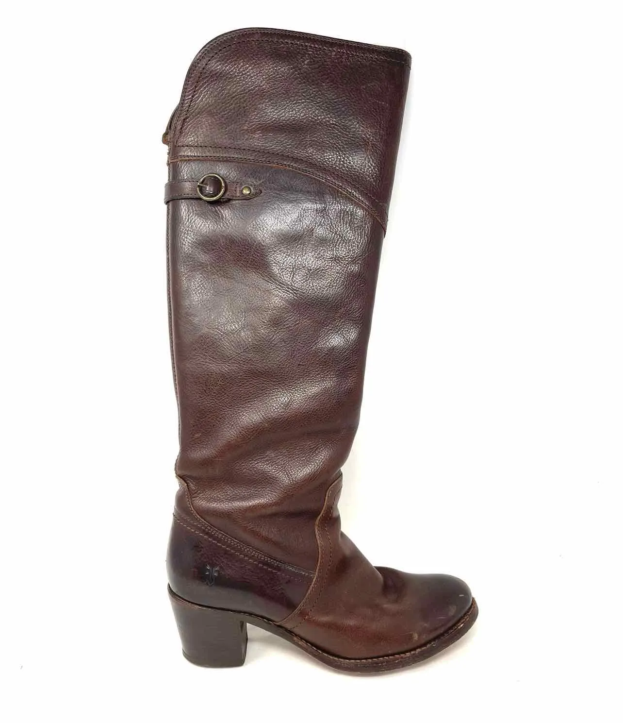 Bottes Designer Frye Taille 9 en Cuir Granuleux Chocolat