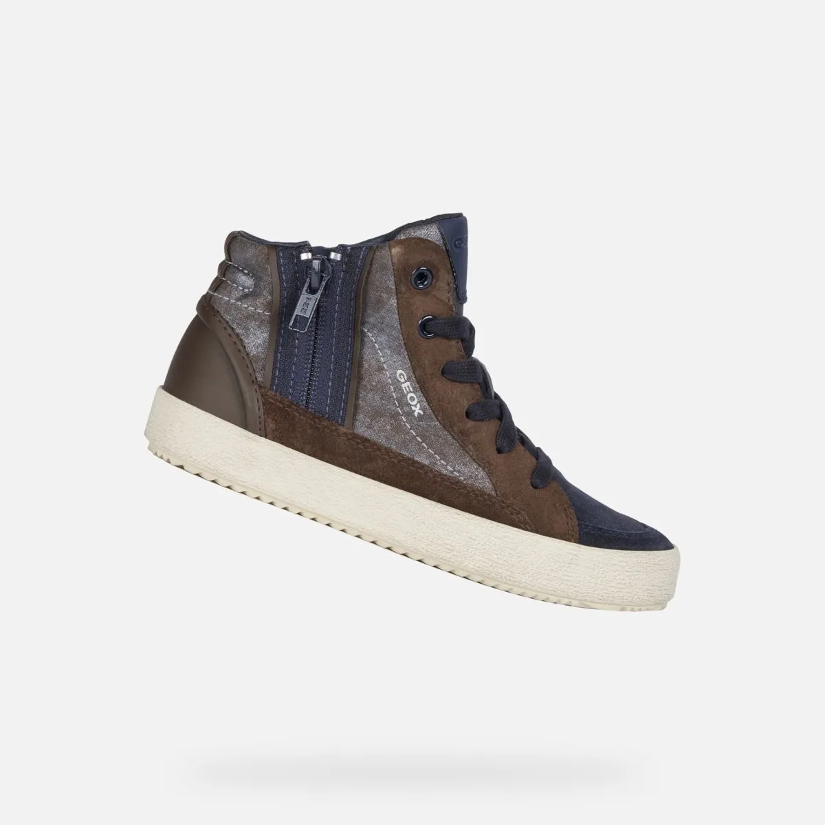 Geox Chaussures Hautes Garçon Alonisso Suédé Marron/Bleu Marine (Tailles 36-37)
