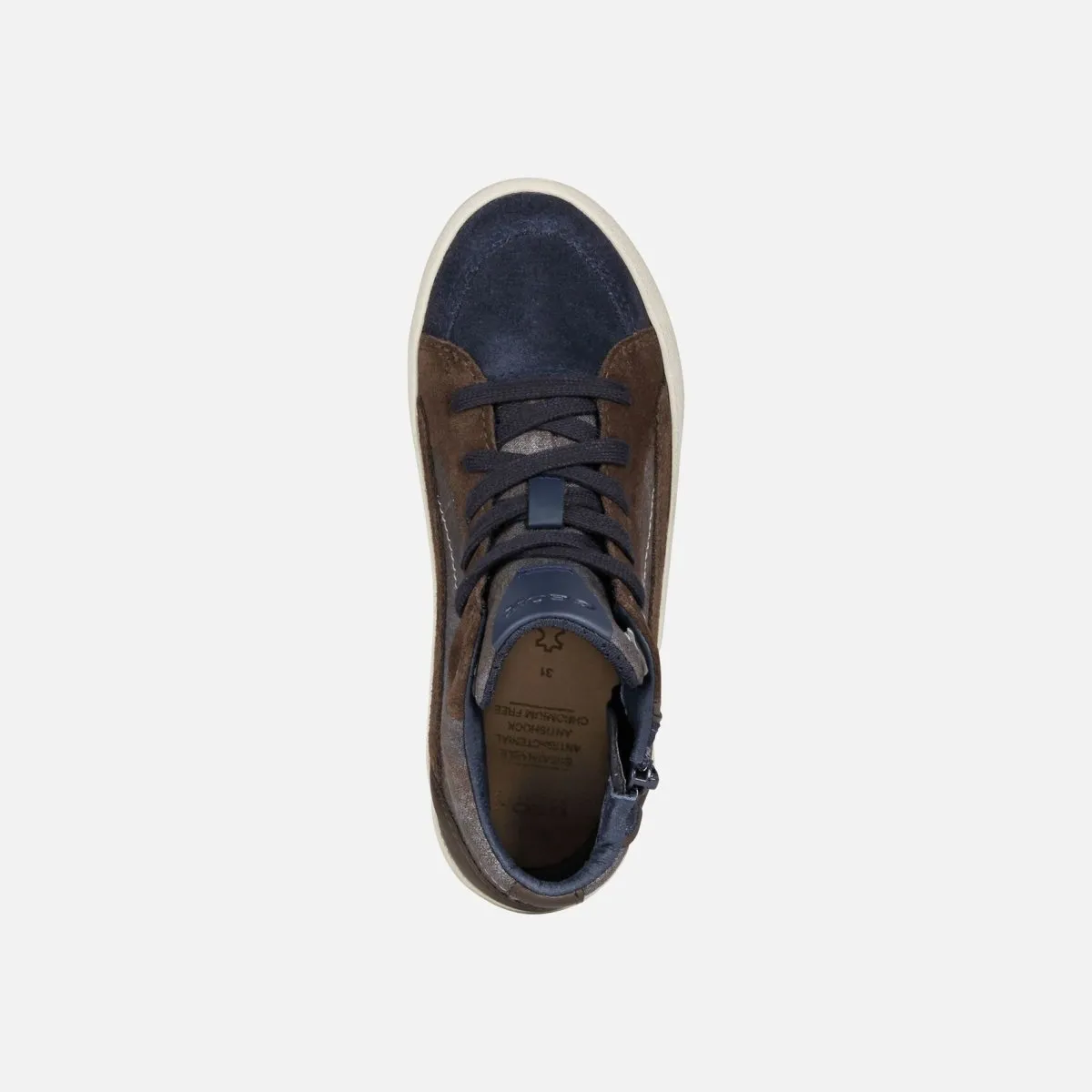 Geox Chaussures Hautes Garçon Alonisso Suédé Marron/Bleu Marine (Tailles 36-37)