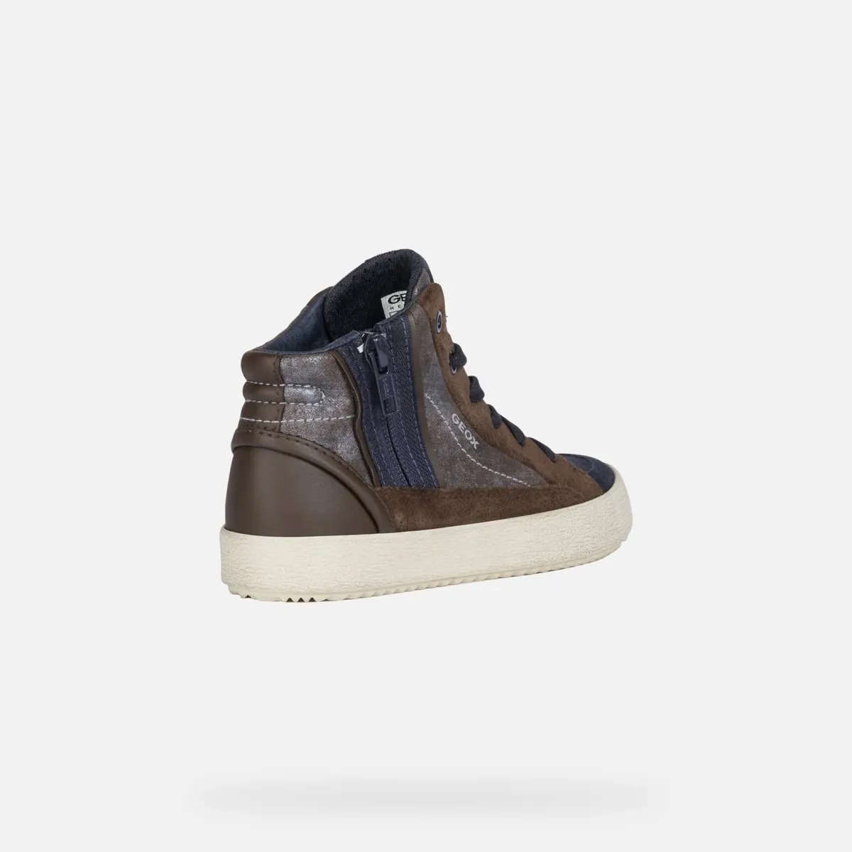 Geox Chaussures Hautes Garçon Alonisso Suédé Marron/Bleu Marine (Tailles 36-37)