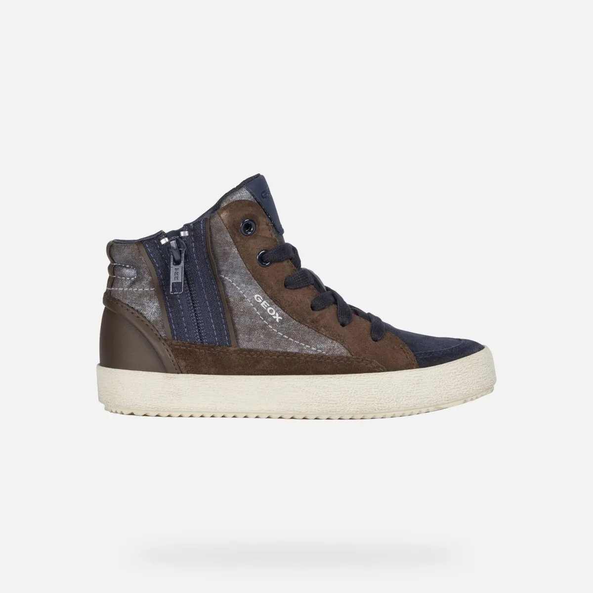 Geox Chaussures Hautes Garçon Alonisso Suédé Marron/Bleu Marine (Tailles 36-37)