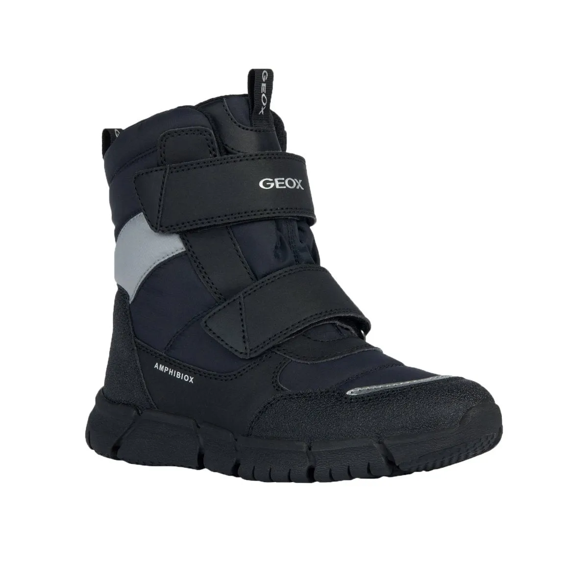 Geox Garçon (Tailles 30-41) Flexyper Noir/Gris Bottes Hautes Imperméables