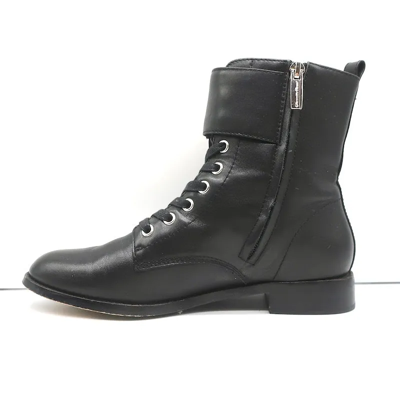 Bottes de combat Gianvito Rossi Lagarde en cuir noir taille 38, bottes plates à la cheville