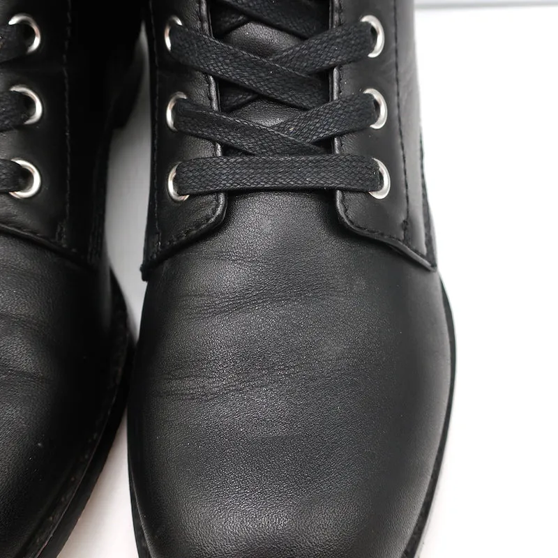 Bottes de combat Gianvito Rossi Lagarde en cuir noir taille 38, bottes plates à la cheville