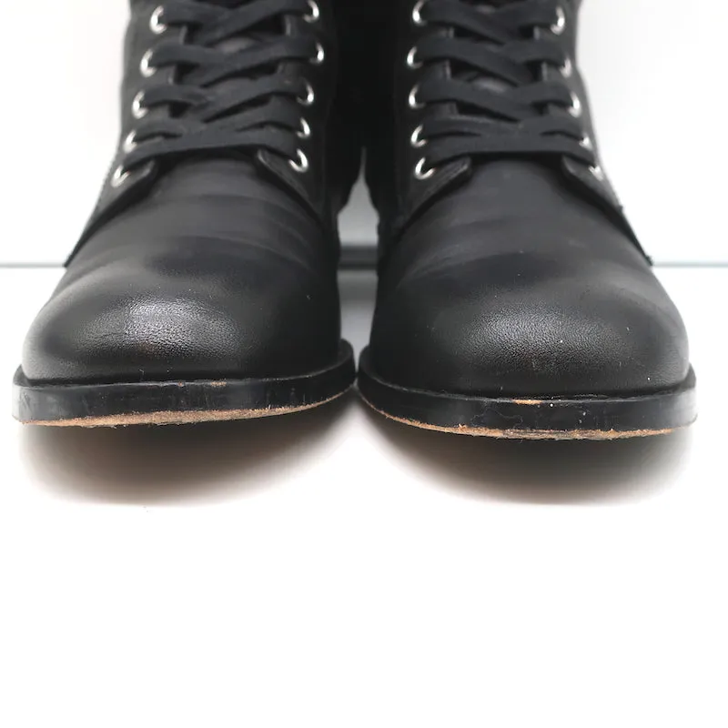 Bottes de combat Gianvito Rossi Lagarde en cuir noir taille 38, bottes plates à la cheville