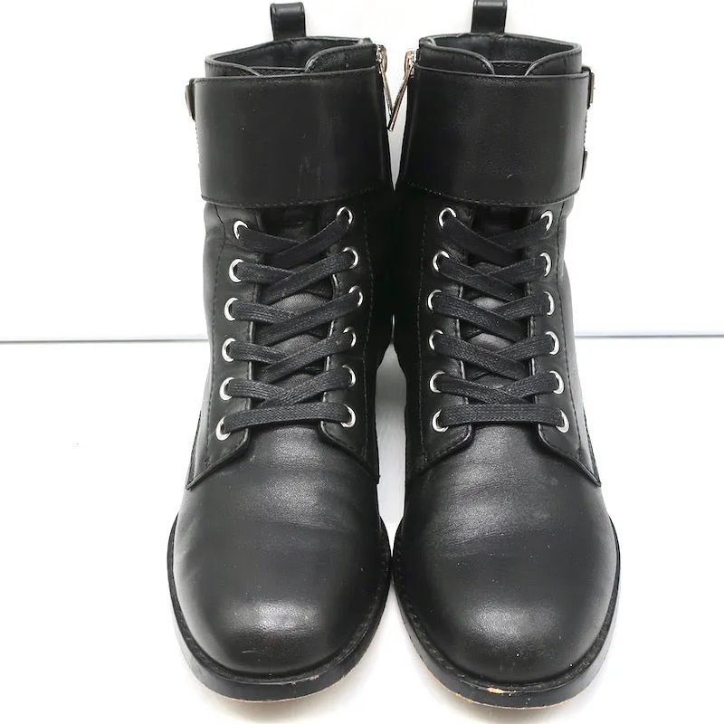 Bottes de combat Gianvito Rossi Lagarde en cuir noir taille 38, bottes plates à la cheville