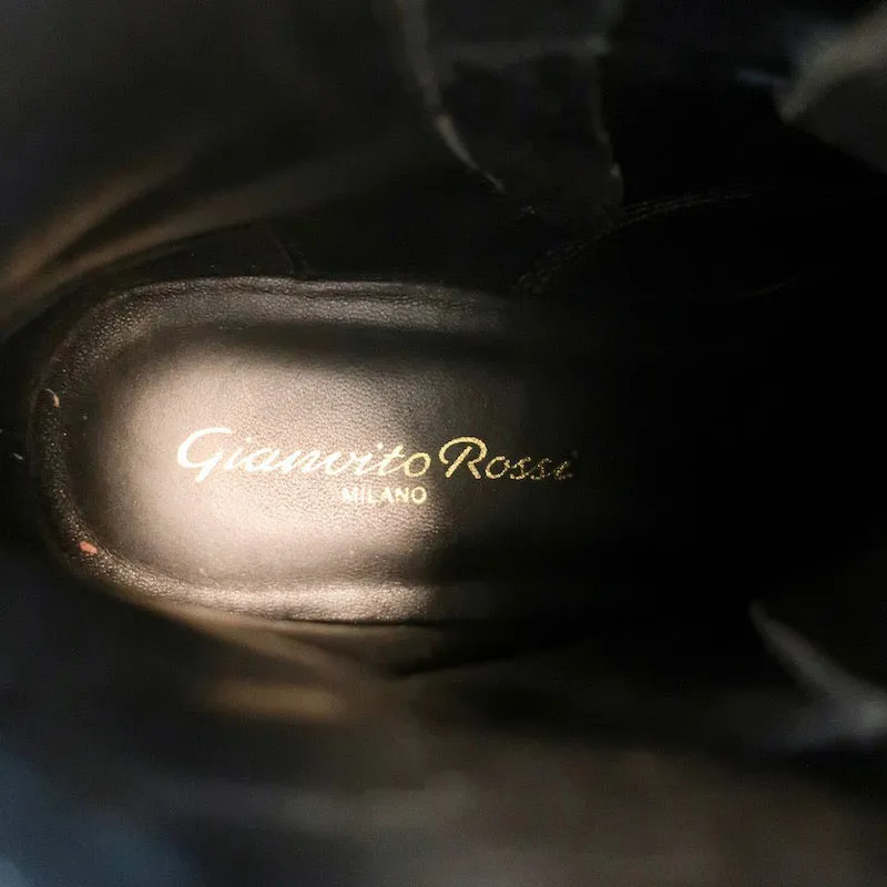 Bottes de combat Gianvito Rossi Lagarde en cuir noir taille 38, bottes plates à la cheville