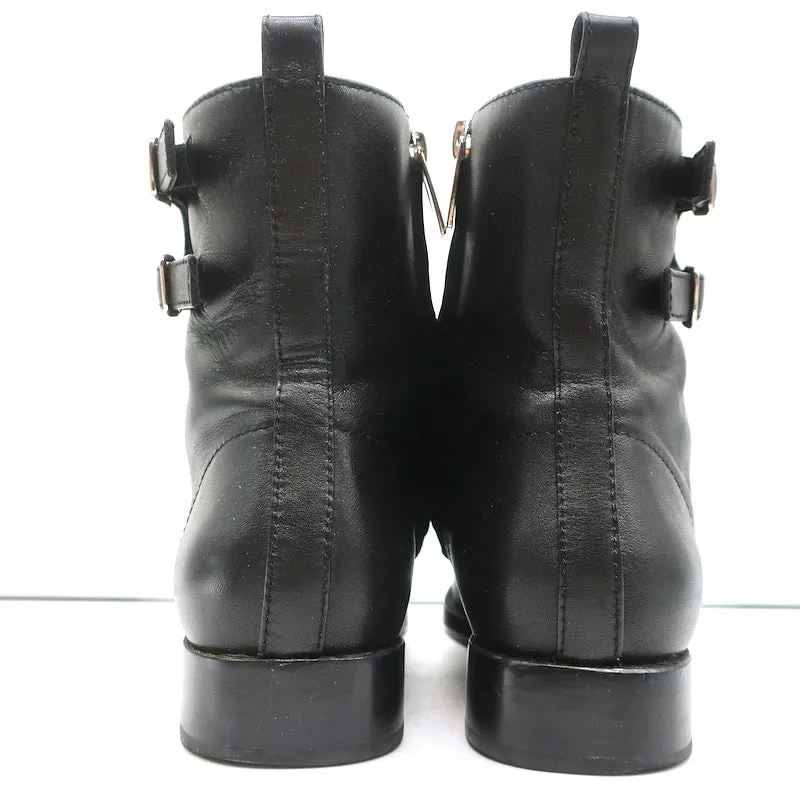 Bottes de combat Gianvito Rossi Lagarde en cuir noir taille 38, bottes plates à la cheville