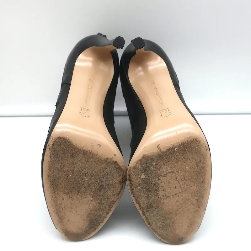 Bottes à lacets Gianvito Rossi à bout ouvert en cuir noir et mesh taille 38