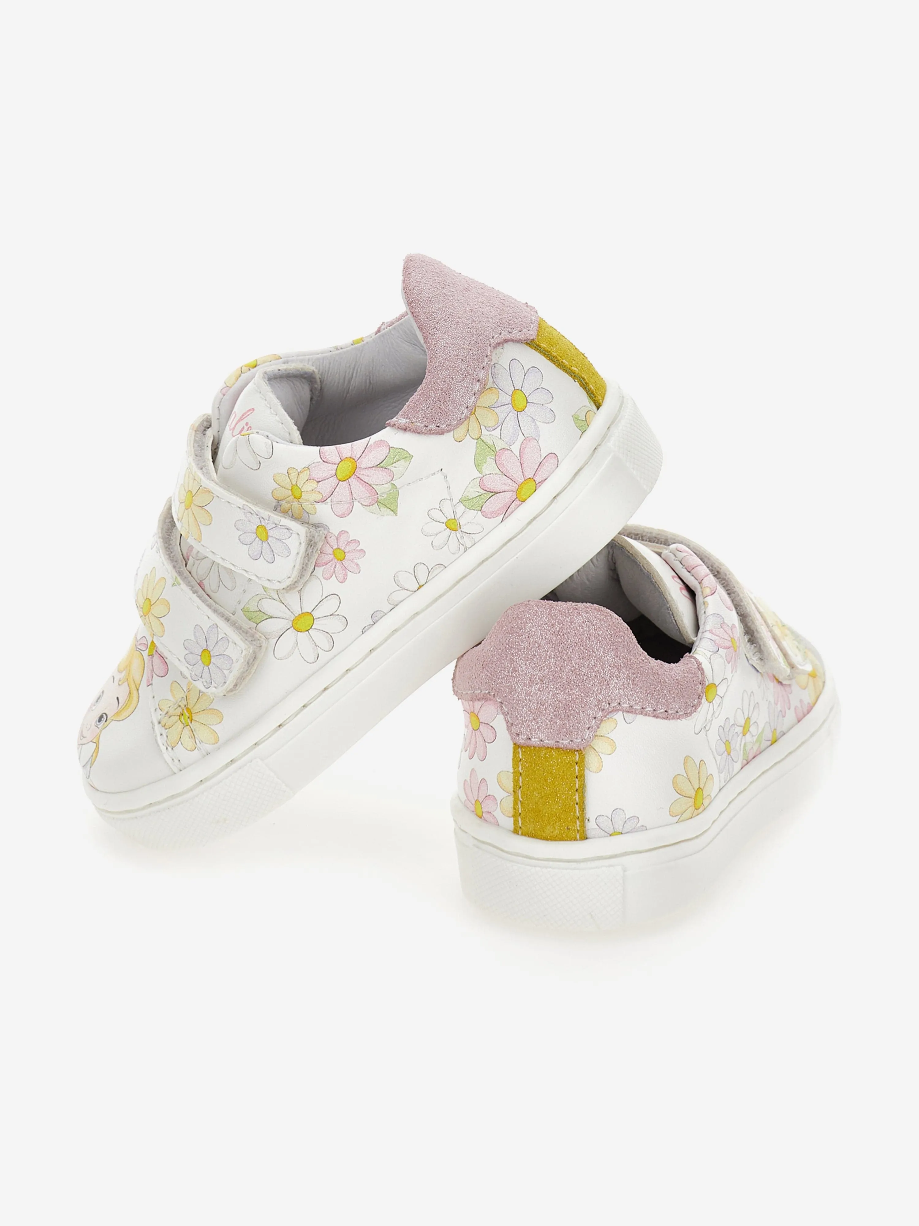 Baskets à imprimé marguerite pour filles en blanc