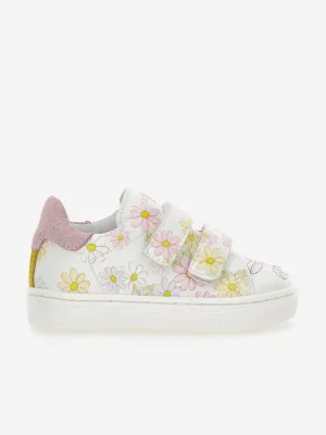 Baskets à imprimé marguerite pour filles en blanc