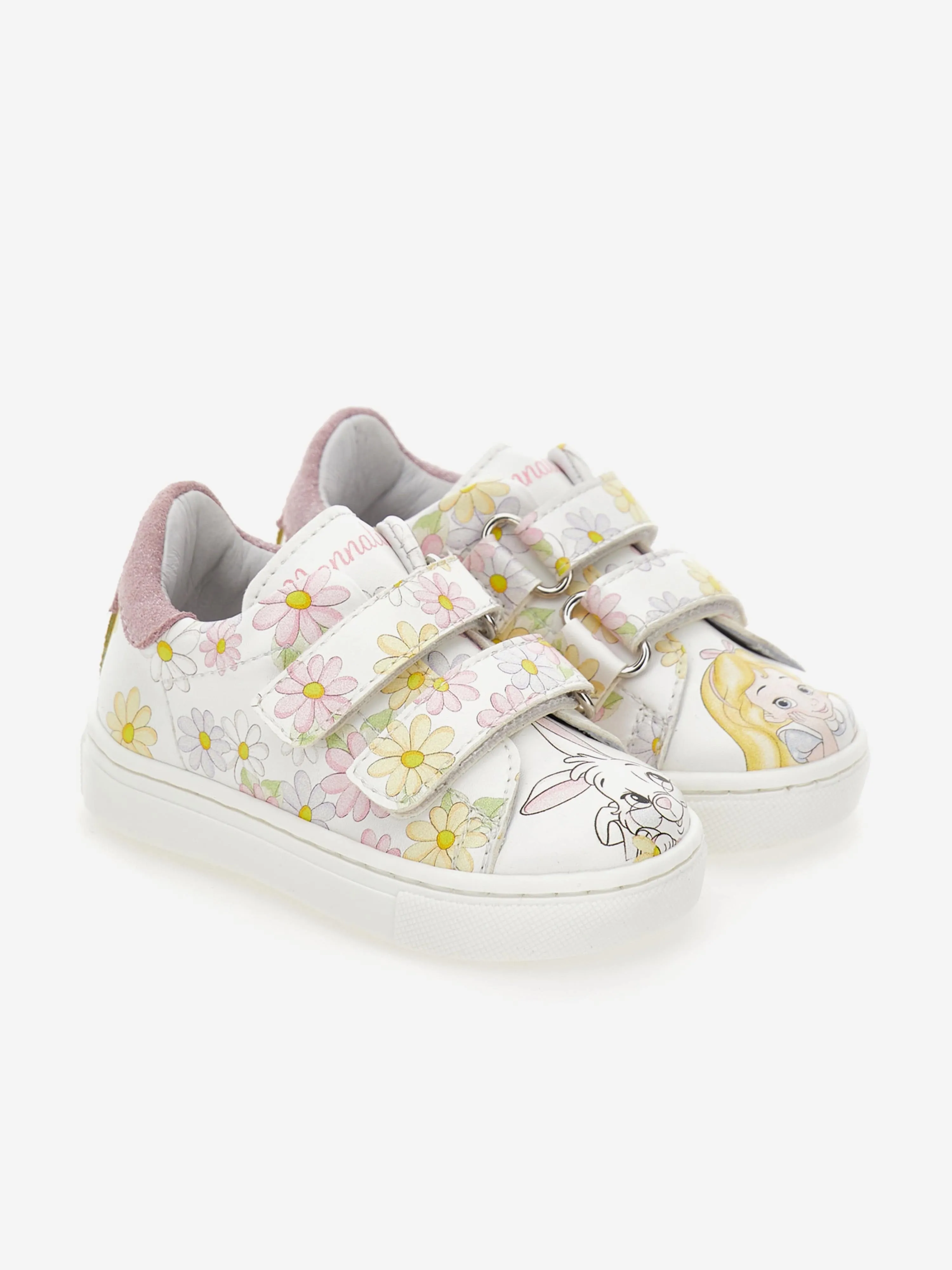 Baskets à imprimé marguerite pour filles en blanc