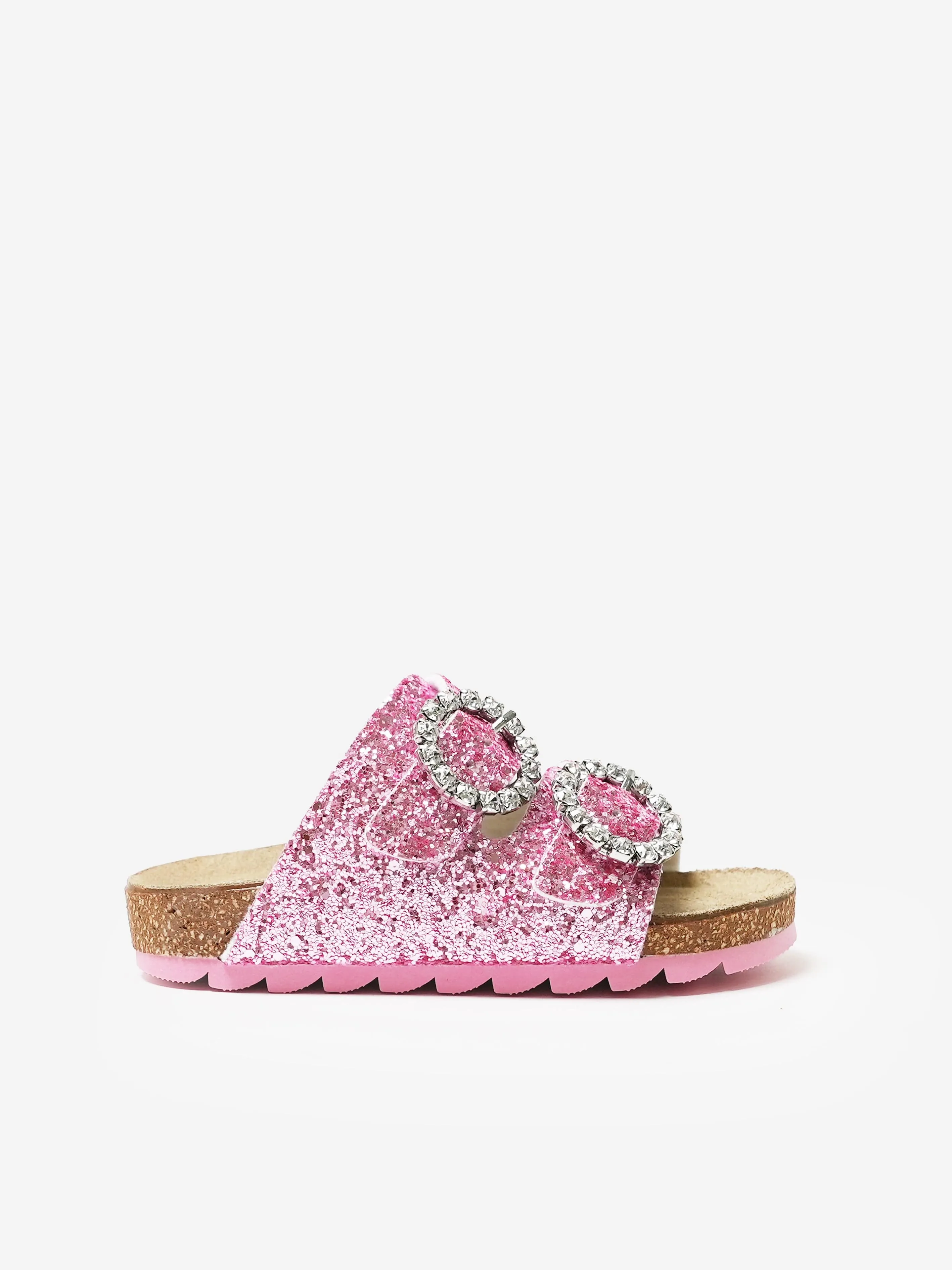 Sandales à boucle scintillantes pour filles en rose