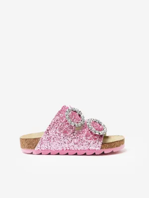 Sandales à boucle scintillantes pour filles en rose