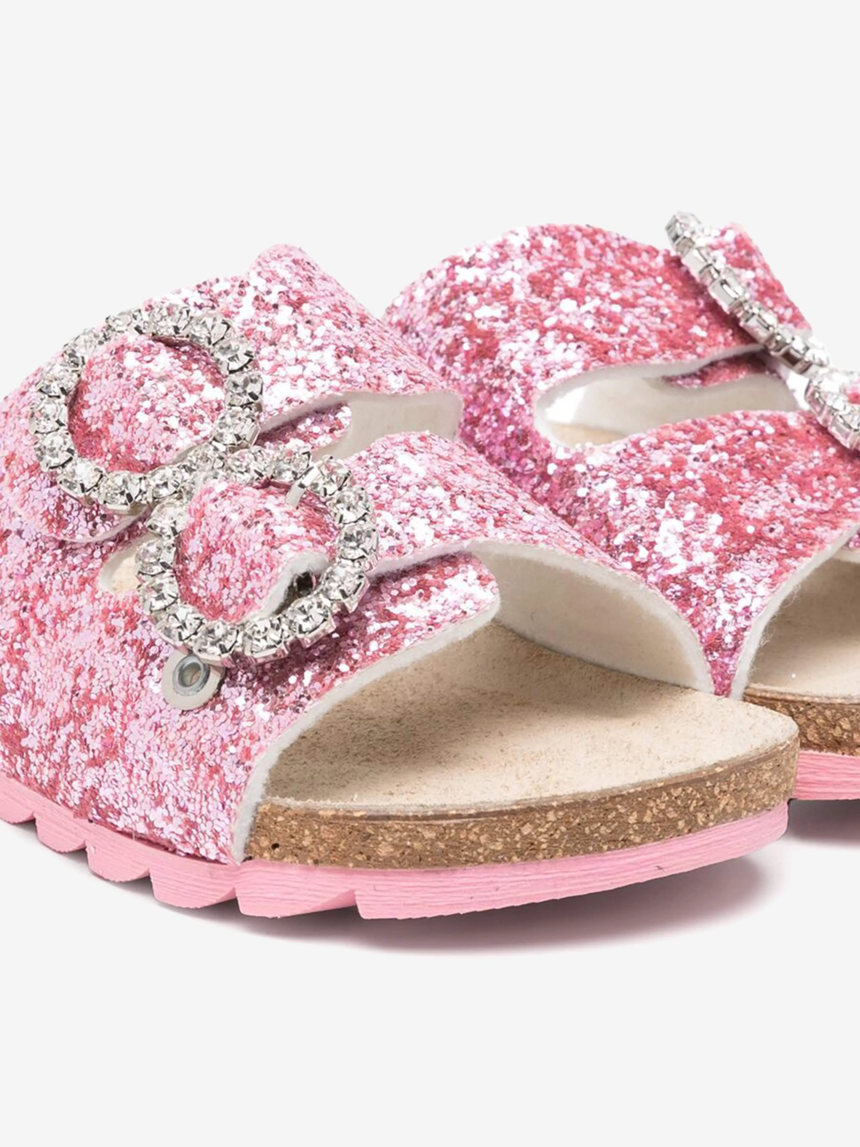Sandales à boucle scintillantes pour filles en rose