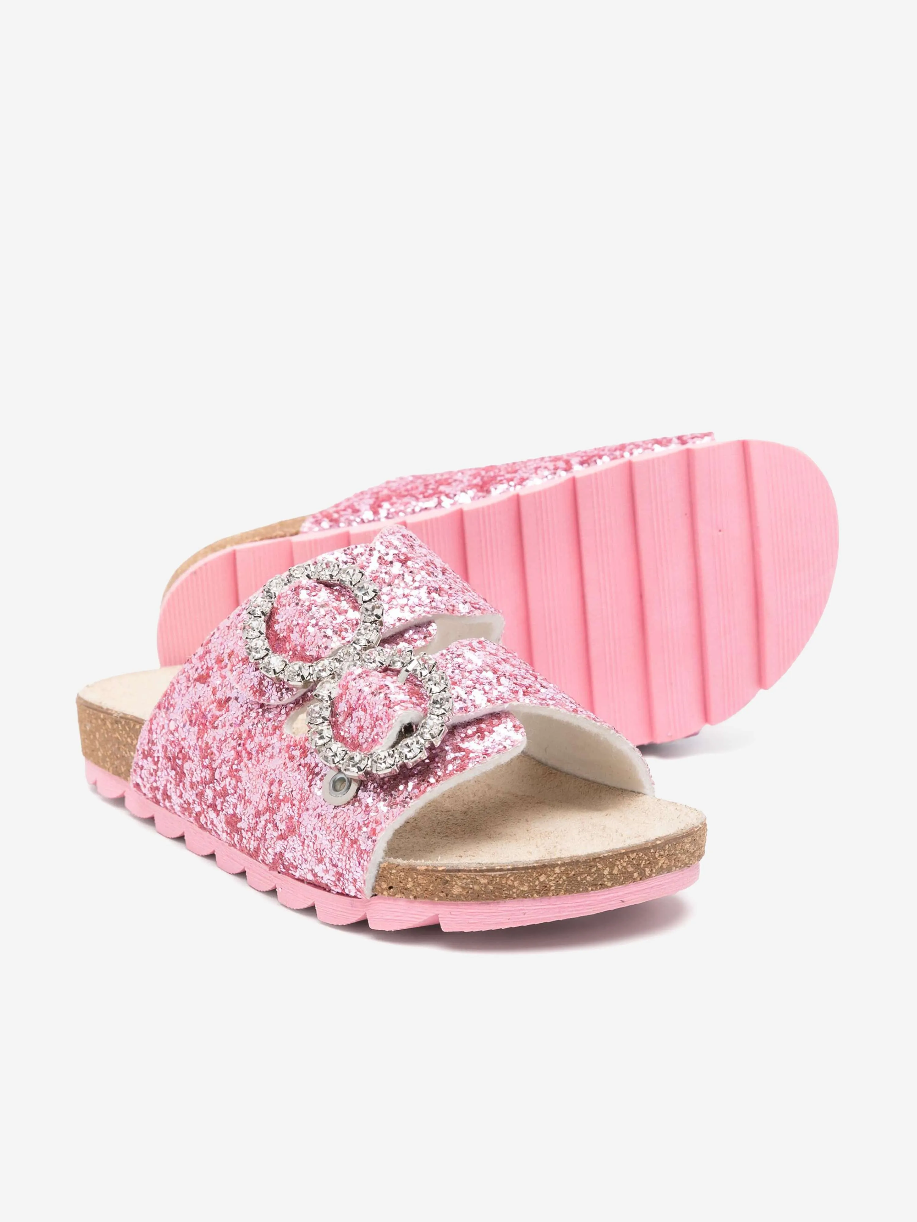 Sandales à boucle scintillantes pour filles en rose