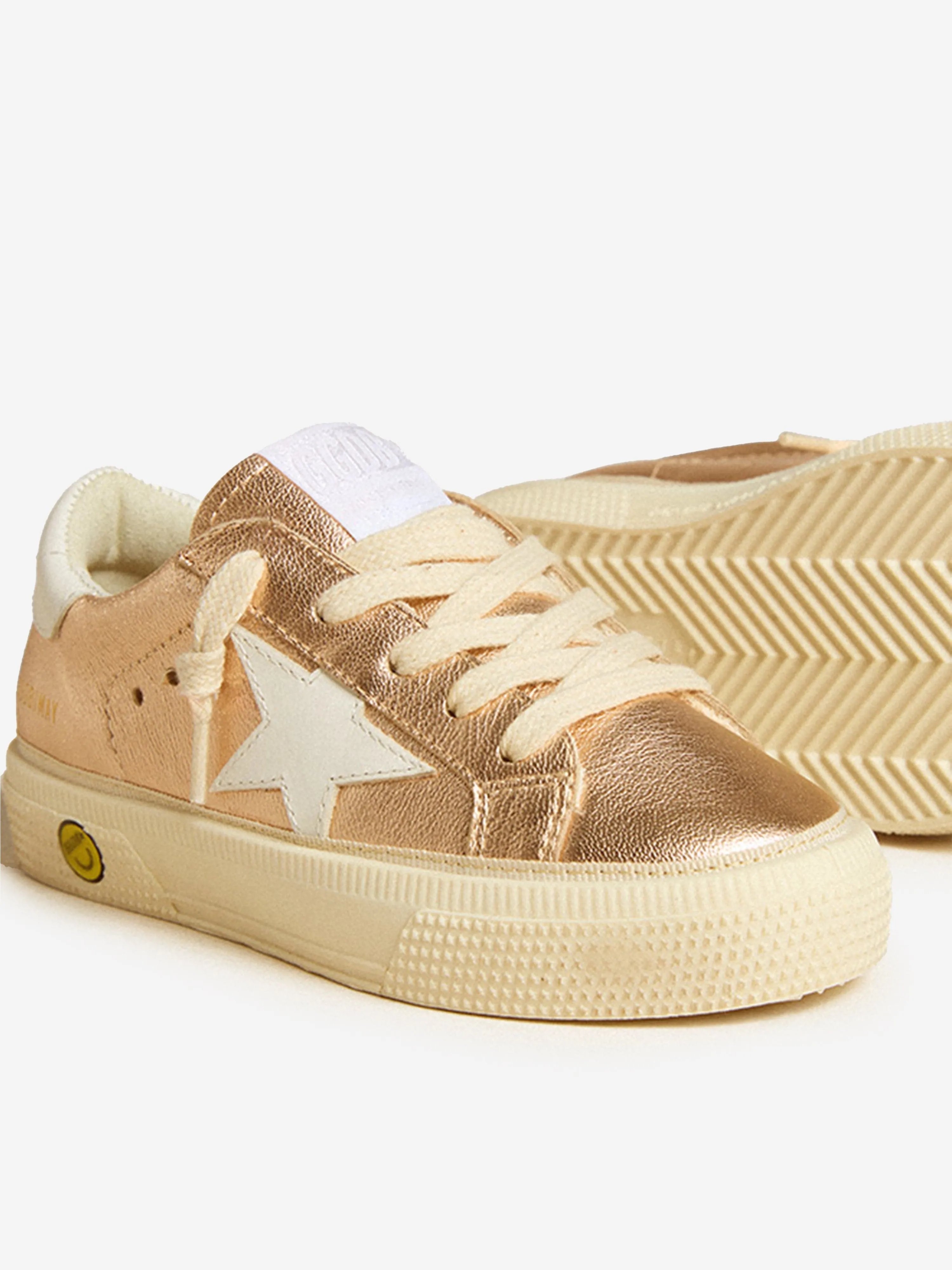 Baskets en cuir laminé rose pour filles May