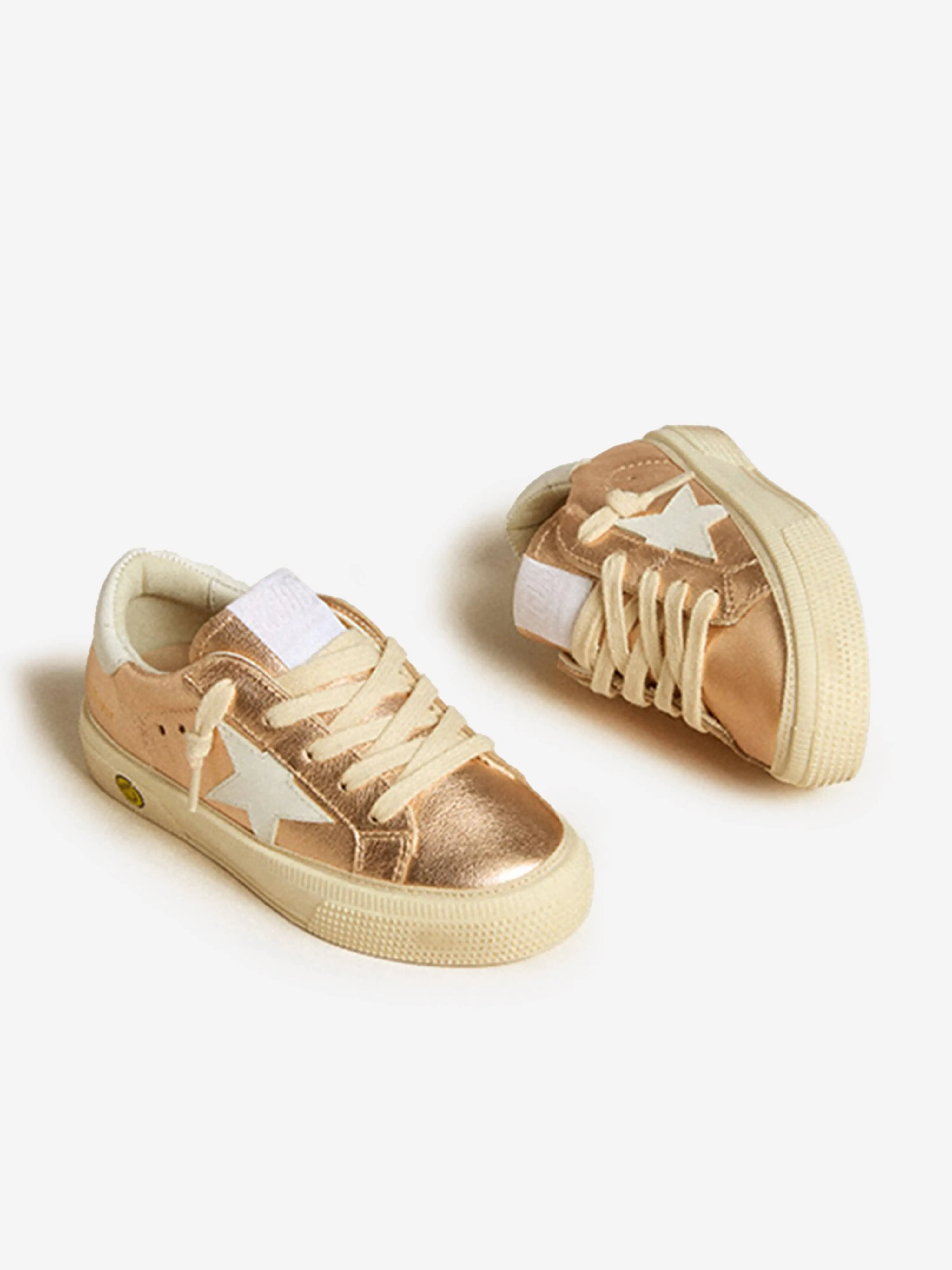 Baskets en cuir laminé rose pour filles May