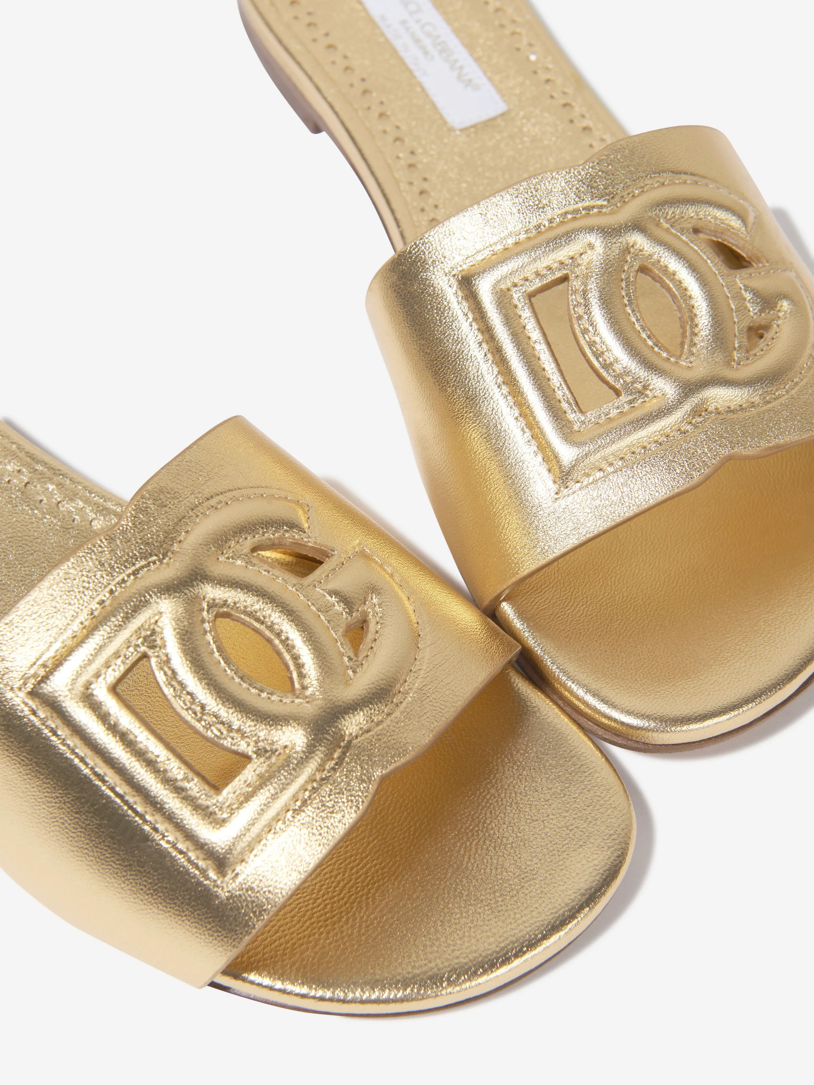 Sandales à glissière en cuir pour filles avec logo doré