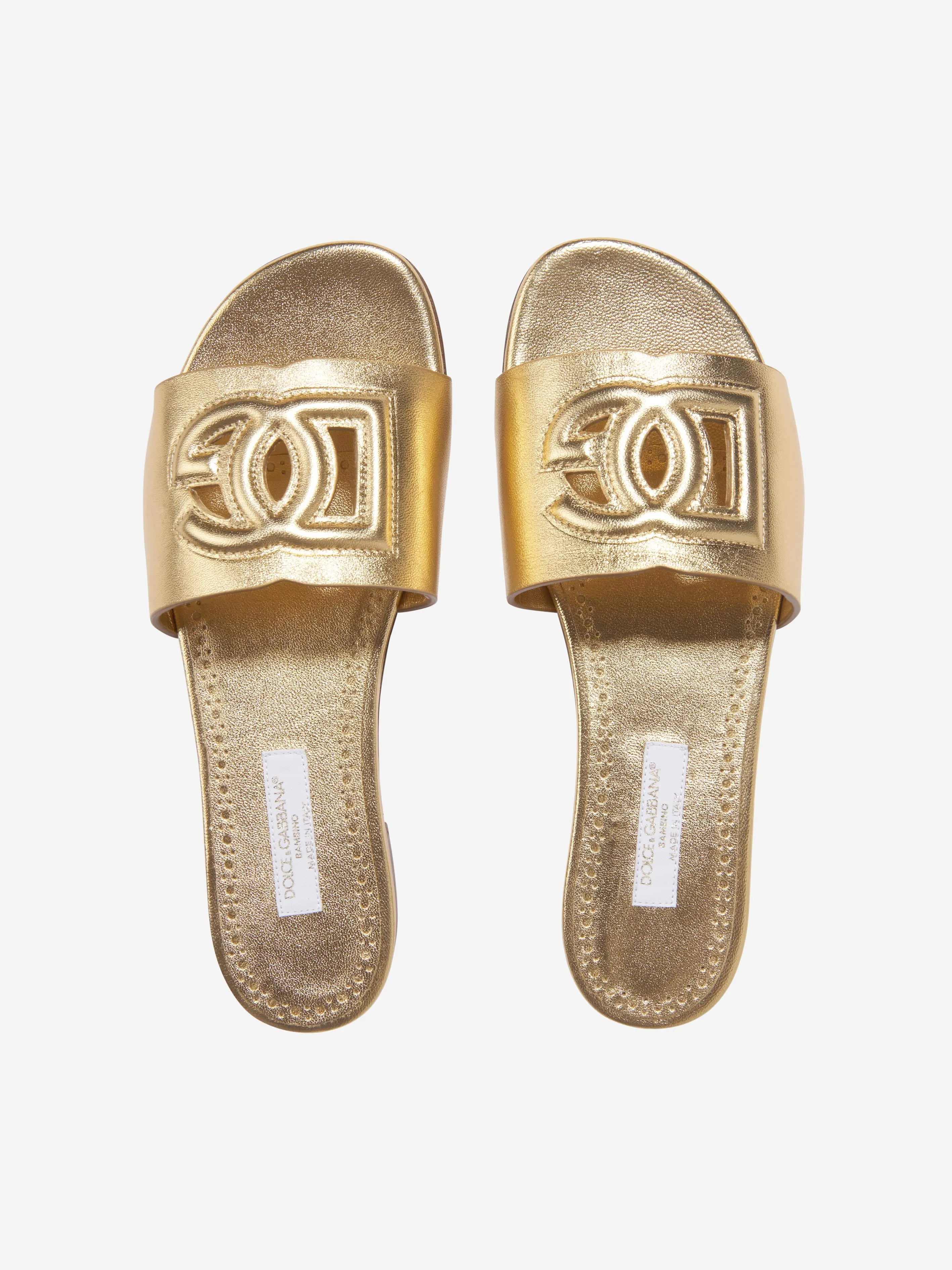 Sandales à glissière en cuir pour filles avec logo doré