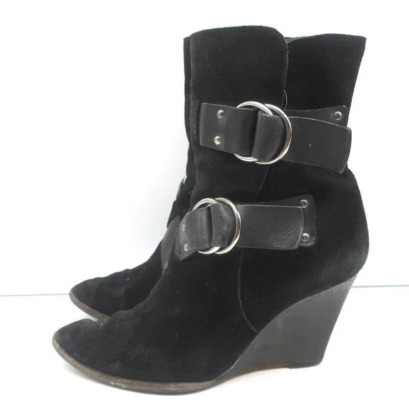 Bottes à cheville à plateforme Givenchy en daim noir avec boucle, pointure 36.5, bout pointu