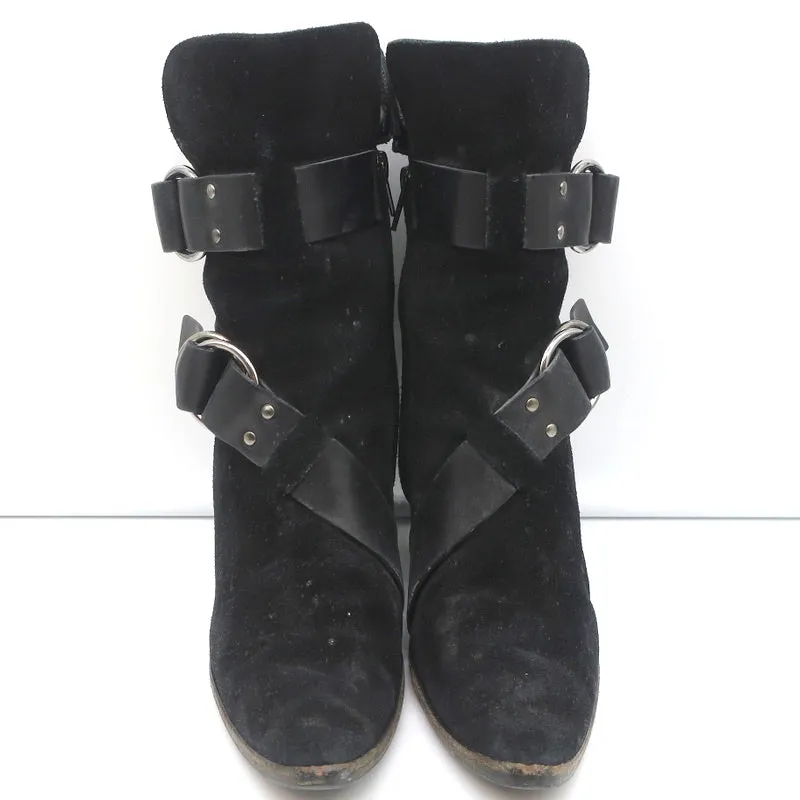 Bottes à cheville à plateforme Givenchy en daim noir avec boucle, pointure 36.5, bout pointu