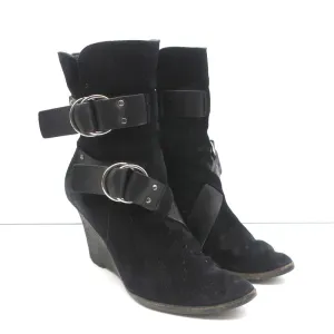 Bottes à cheville à plateforme Givenchy en daim noir avec boucle, pointure 36.5, bout pointu