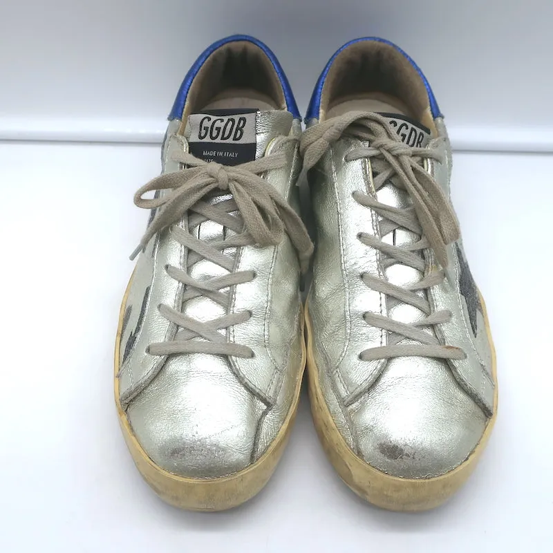 Golden Goose Superstar Flag Sneakers en cuir métallisé argenté taille 38
