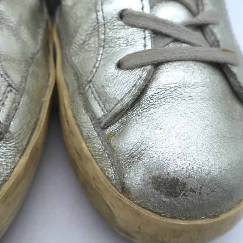 Golden Goose Superstar Flag Sneakers en cuir métallisé argenté taille 38