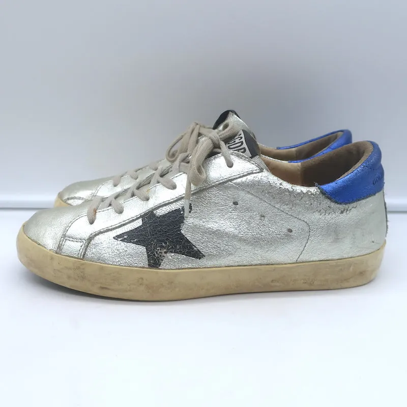 Golden Goose Superstar Flag Sneakers en cuir métallisé argenté taille 38