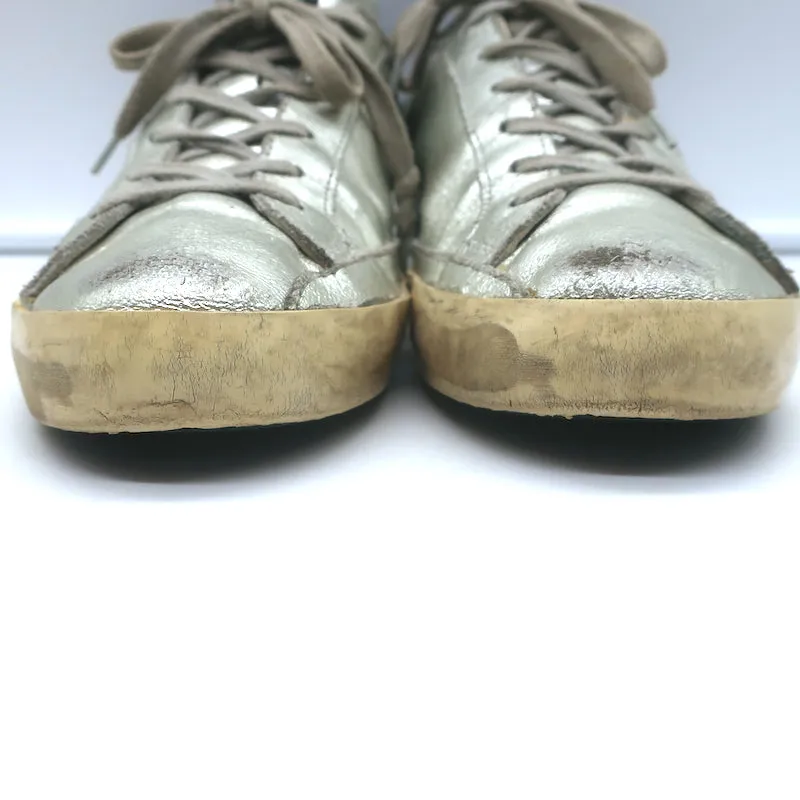 Golden Goose Superstar Flag Sneakers en cuir métallisé argenté taille 38
