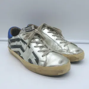 Golden Goose Superstar Flag Sneakers en cuir métallisé argenté taille 38
