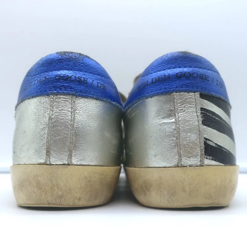 Golden Goose Superstar Flag Sneakers en cuir métallisé argenté taille 38