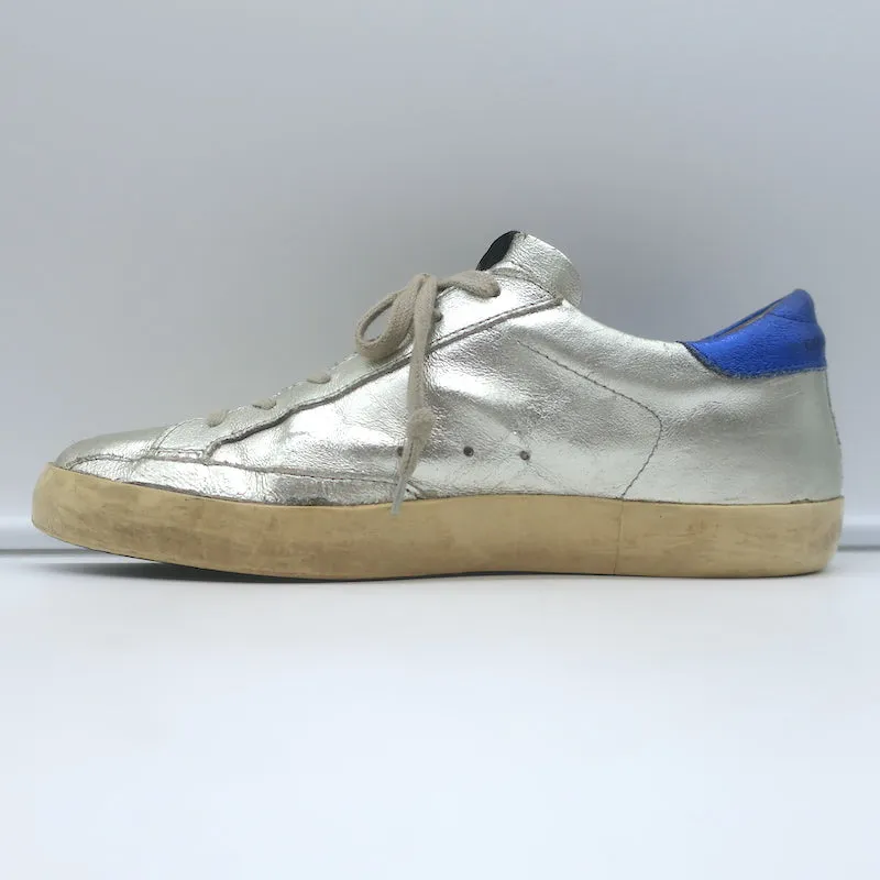Golden Goose Superstar Flag Sneakers en cuir métallisé argenté taille 38