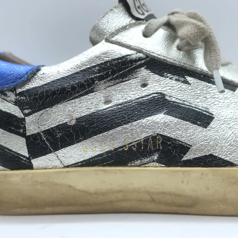 Golden Goose Superstar Flag Sneakers en cuir métallisé argenté taille 38