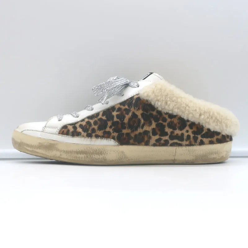 Golden Goose Superstar Sabot Sneakers en Poil de Poney Léopard avec Doublure en Mouton Taille 38