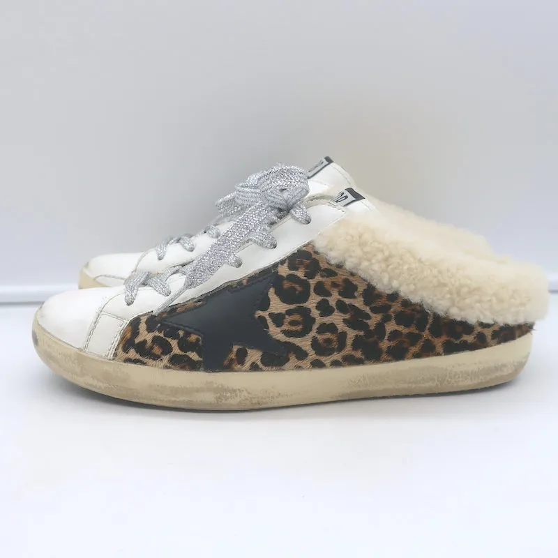 Golden Goose Superstar Sabot Sneakers en Poil de Poney Léopard avec Doublure en Mouton Taille 38