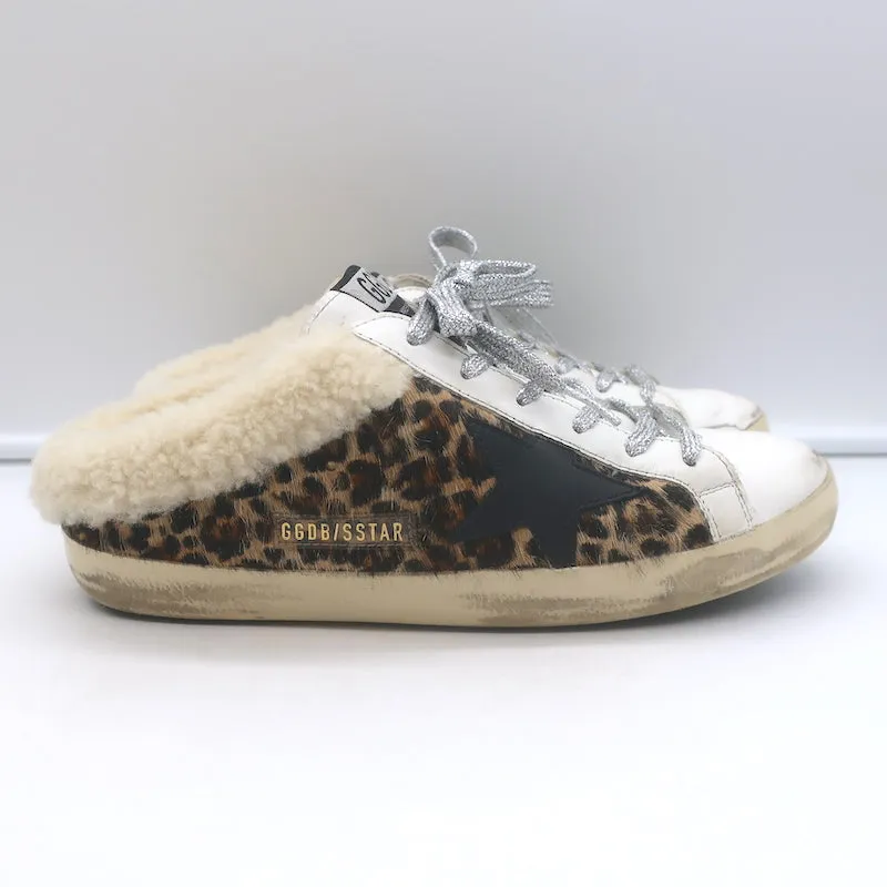 Golden Goose Superstar Sabot Sneakers en Poil de Poney Léopard avec Doublure en Mouton Taille 38