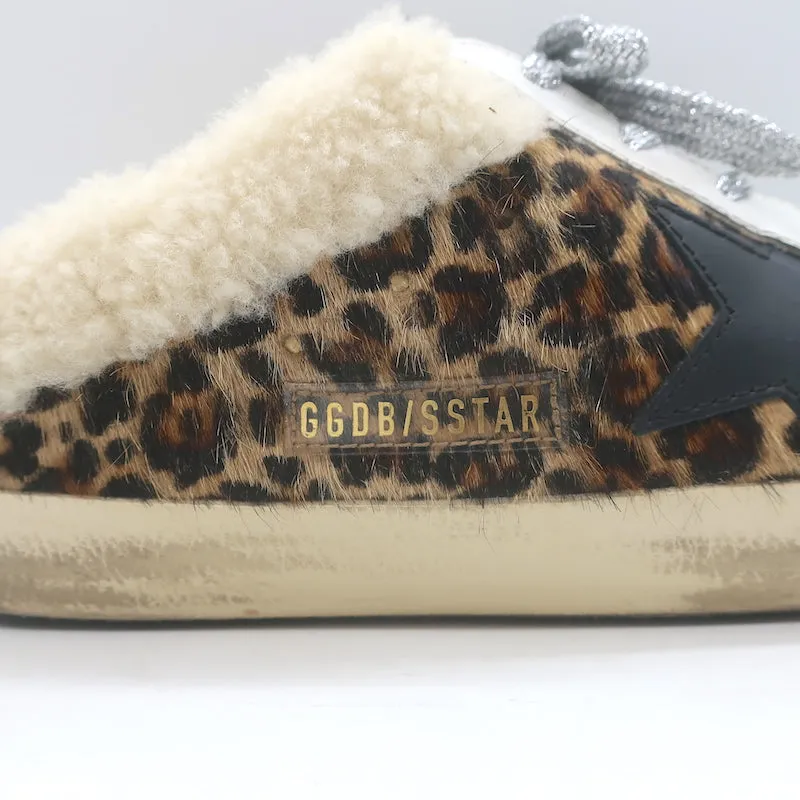 Golden Goose Superstar Sabot Sneakers en Poil de Poney Léopard avec Doublure en Mouton Taille 38
